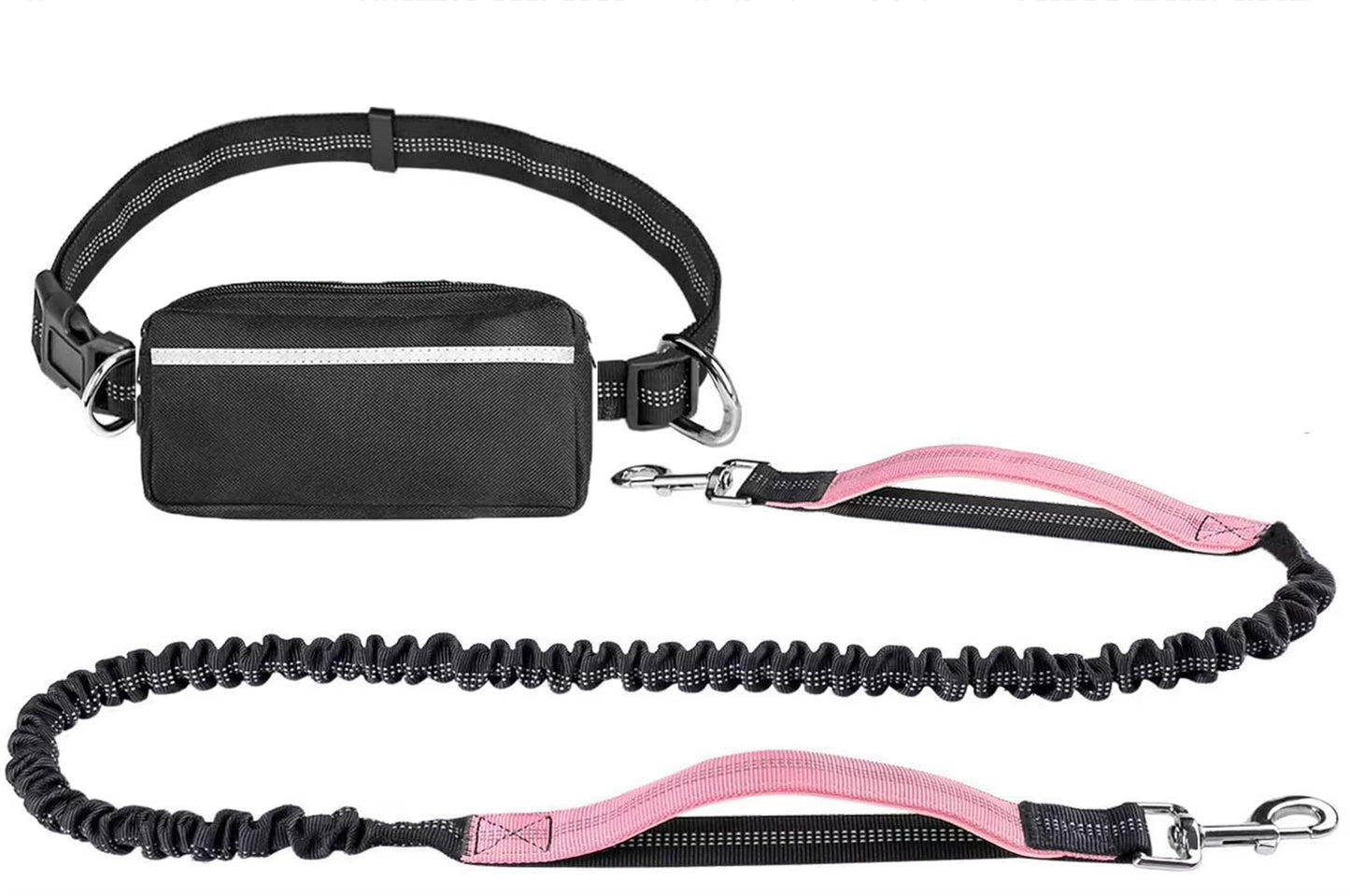 Retractable Leash Hands-Free Leash with Zipper Bag, Double Padded Handle and Durable Elastic Strap for Walking, Jogging and Runn