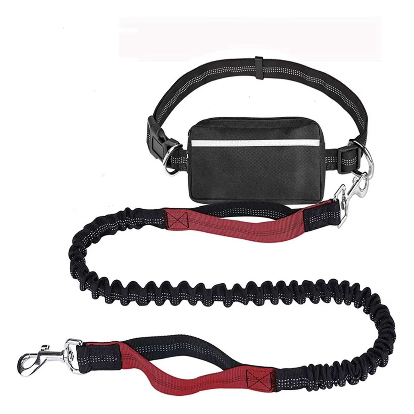 Retractable Leash Hands-Free Leash with Zipper Bag, Double Padded Handle and Durable Elastic Strap for Walking, Jogging and Runn