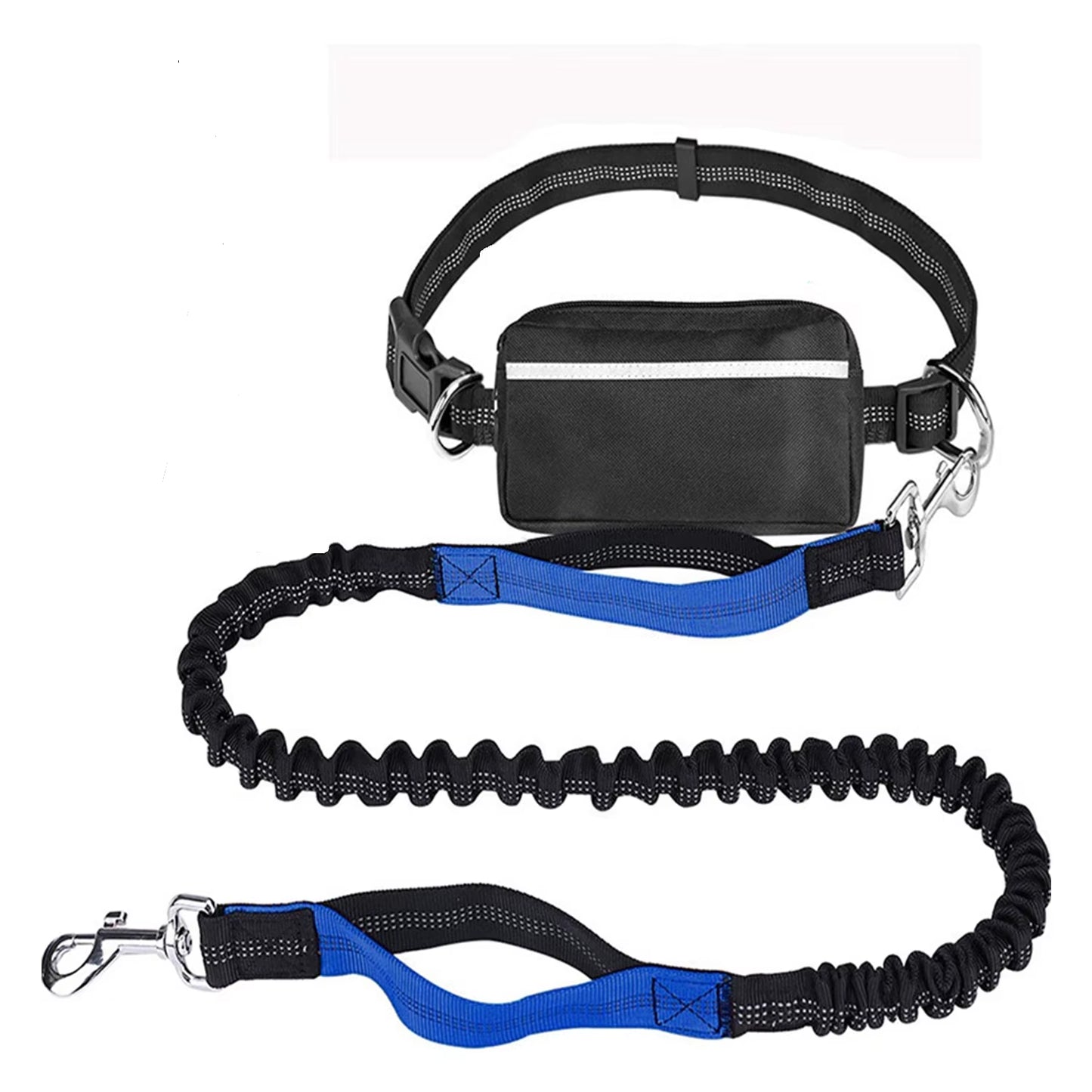 Retractable Leash Hands-Free Leash with Zipper Bag, Double Padded Handle and Durable Elastic Strap for Walking, Jogging and Runn