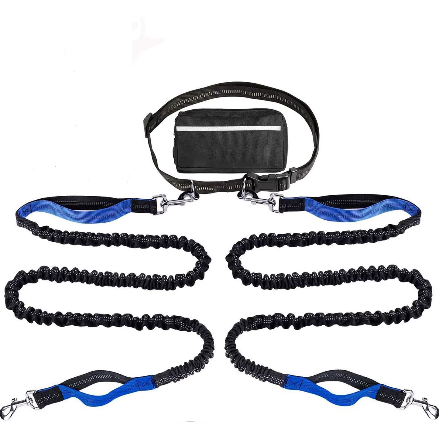 Retractable Leash Hands-Free Leash with Zipper Bag, Double Padded Handle and Durable Elastic Strap for Walking, Jogging and Runn